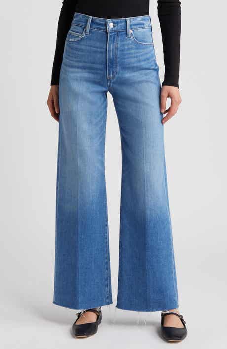 Anessa High Waist Raw Hem Wide Leg Jeans