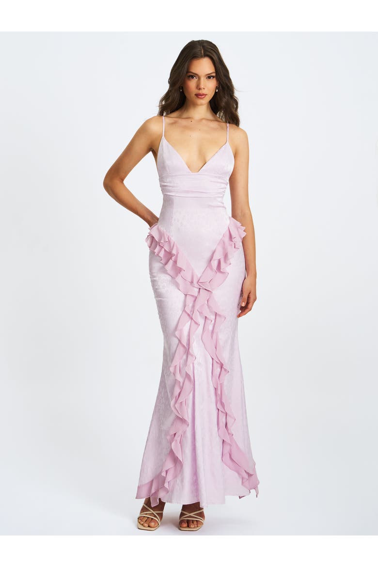 Paolina Jacquard Ruffle Mermaid Maxi Dress, Alternate, color, Purple