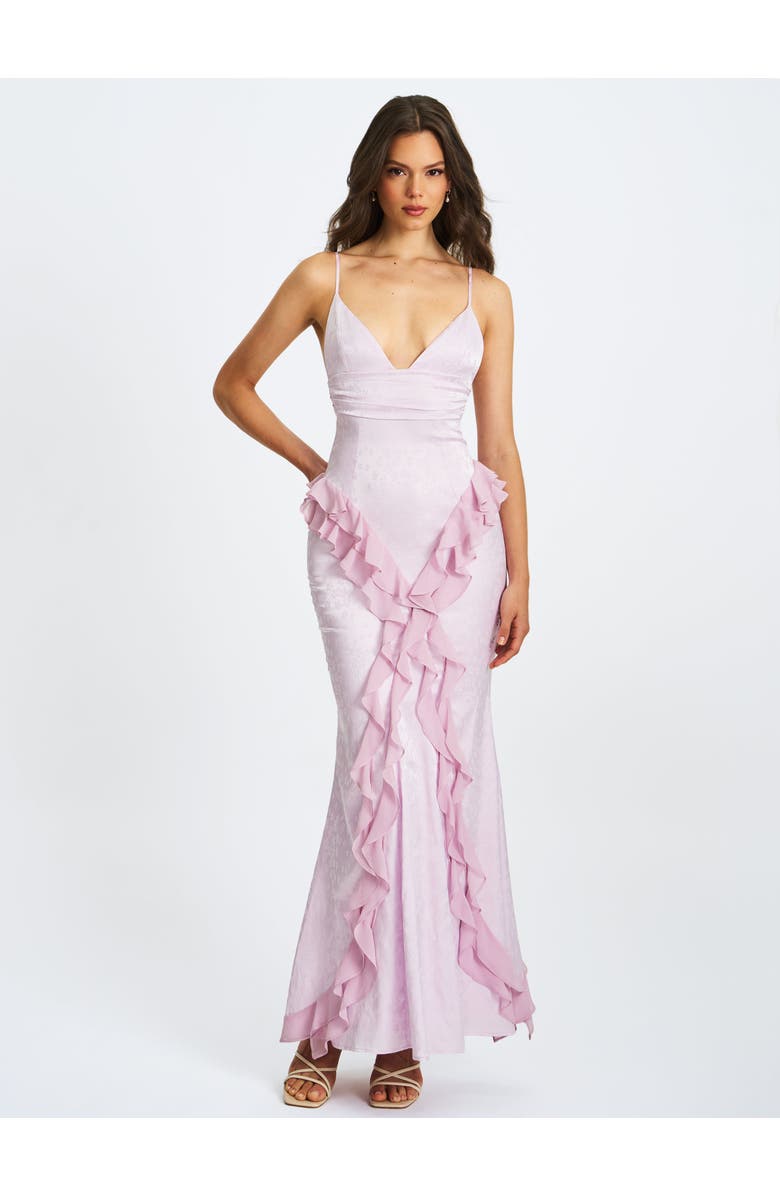 Miss Circle Paolina Jacquard Ruffle Mermaid Maxi Dress, Alternate, color, Purple