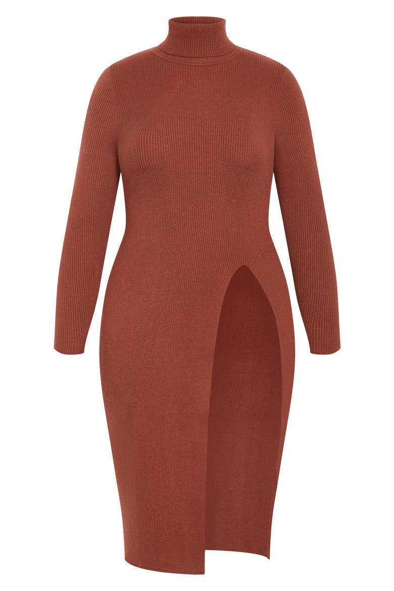 Split Longline Long Sleeve Sweater, Alternate, color, TOFFEE