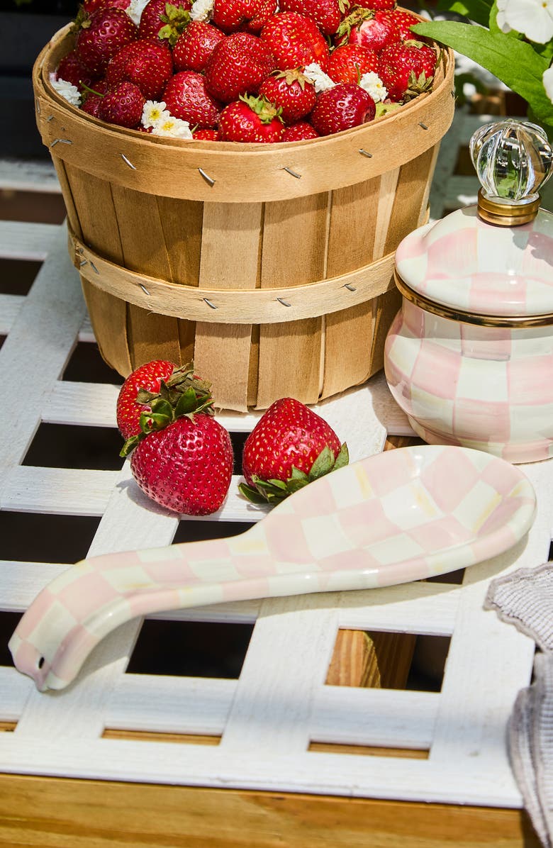 MACKENZIE CHILDS Rosy Check Spoon Rest, Alternate, color, Rosy
