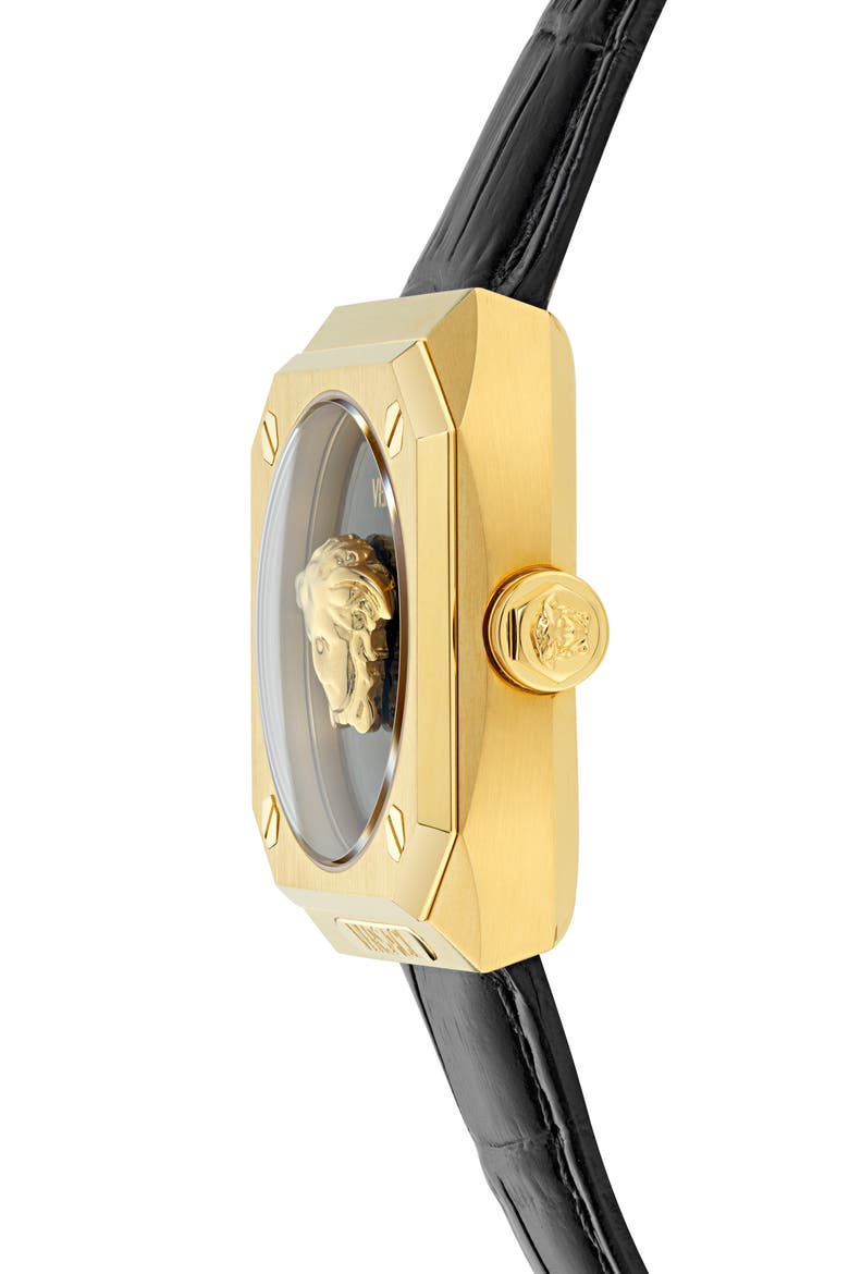 Antares Leather Strap Watch, 35mm, Alternate, color, YELLOW GOLD