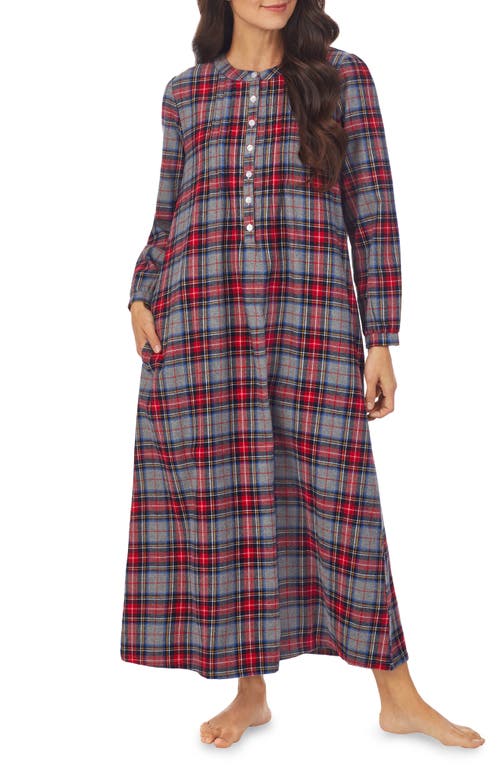 Lanz of Salzburg Ballet Long Sleeve Flannel Nightgown in Grey Pld  product
