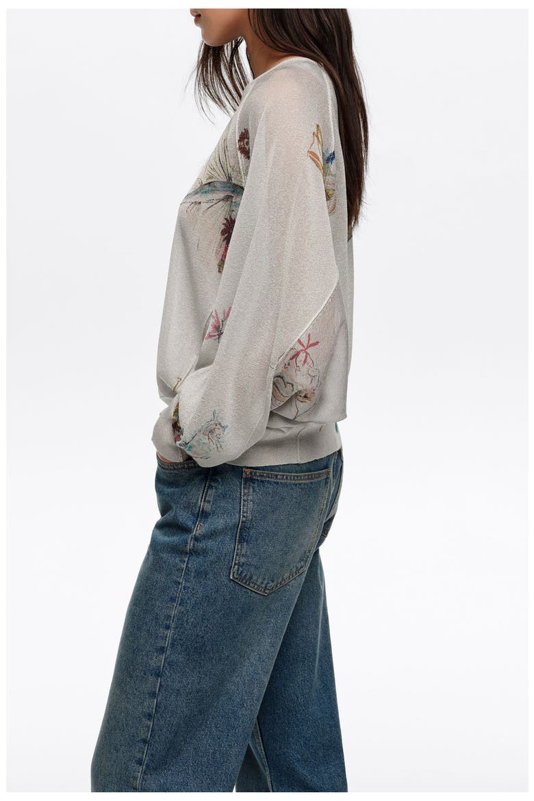 Lurex Batwing Sleeve Sweater, Alternate, color, SEABED OFF WHITE