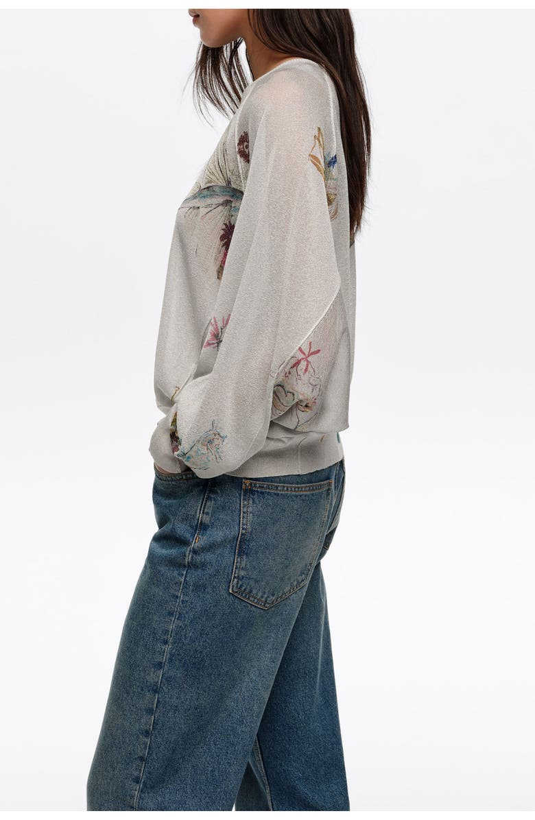 Bimba y Lola Lurex Batwing Sleeve Sweater, Alternate, color, Seabed Off White