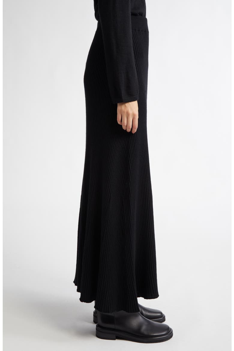 Cashmere Rib A-Line Sweater Skirt, Alternate, color, BLACK
