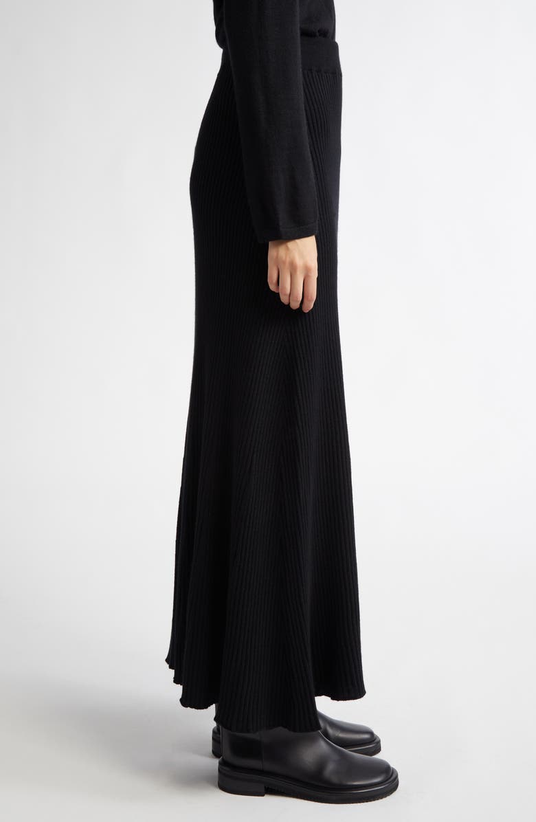 Johnstons of Elgin Cashmere Rib A-Line Sweater Skirt, Alternate, color, Black