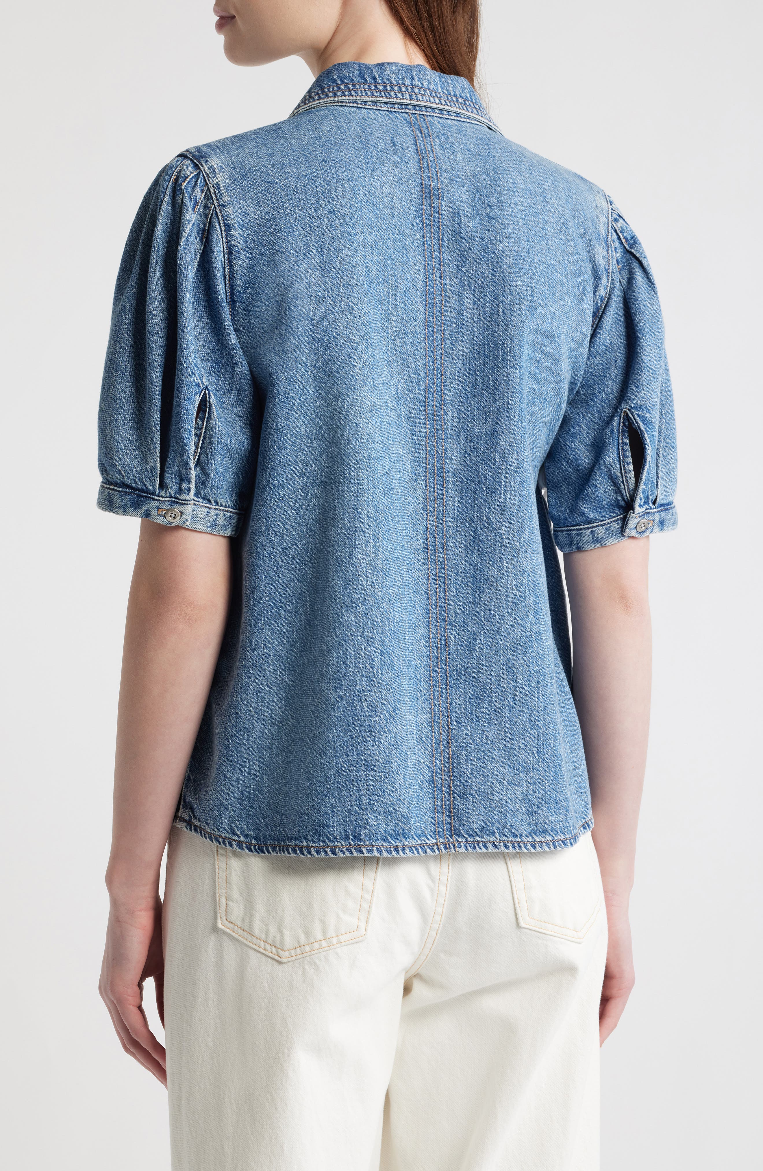 Featherweight Taylor Short Sleeve Denim Button-Up Shirt - image 2