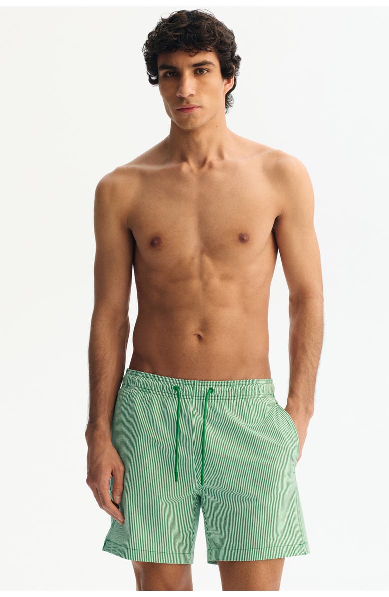 H&M Seersucker swim shorts, Main, color, Green/Striped