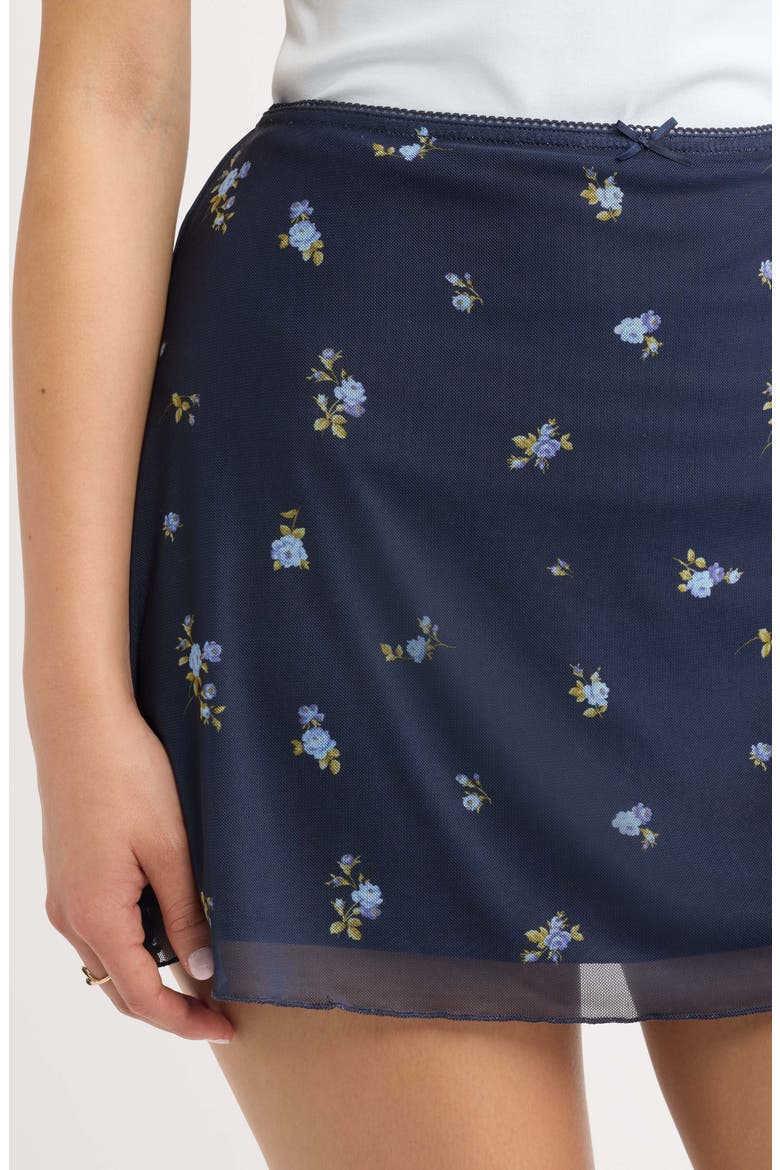 Floral Mesh Miniskirt, Alternate, color, NAVY- BLUE BRIANNA ROSE