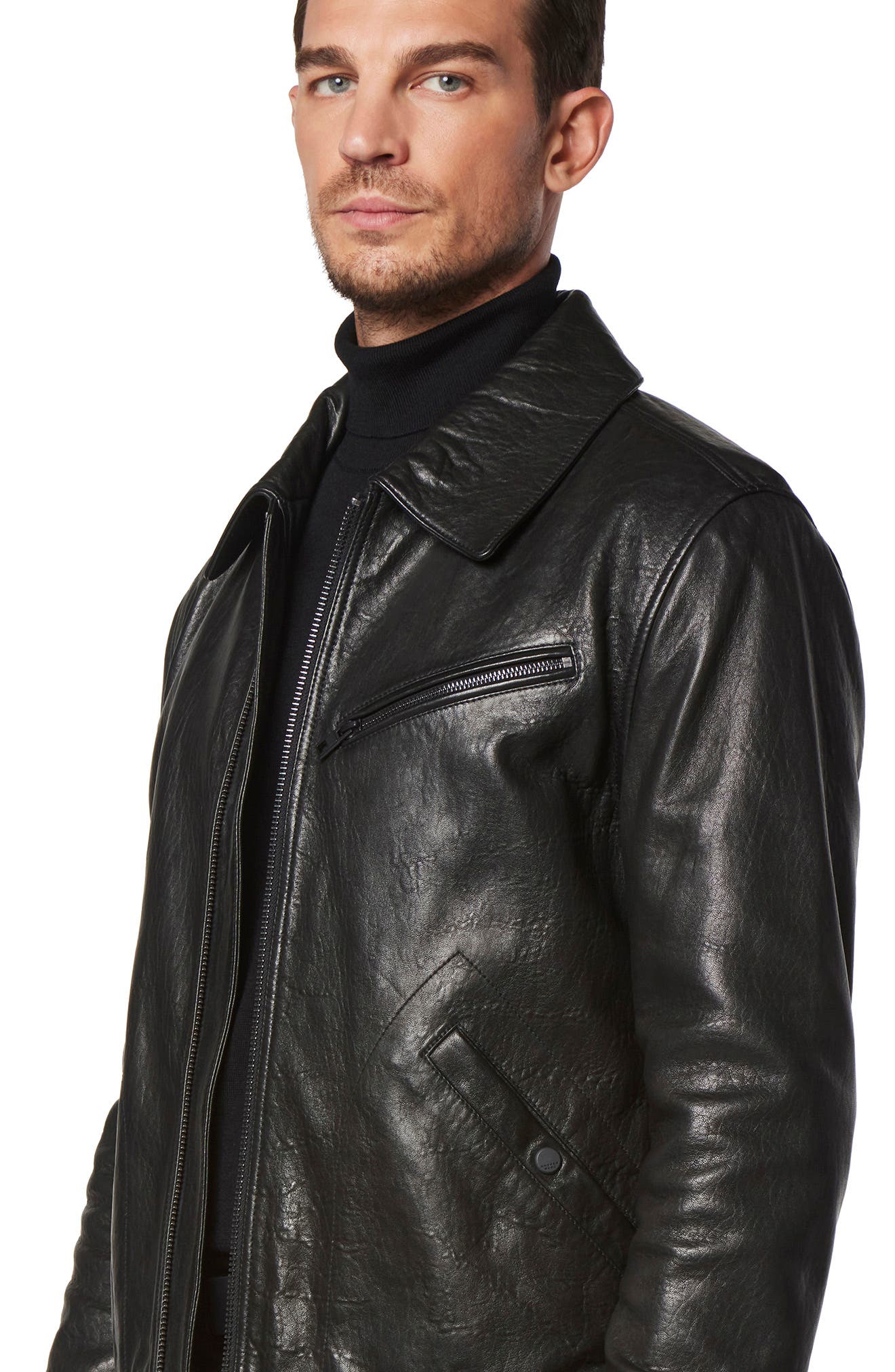 Overton Leather Trucker Jacket - image 2