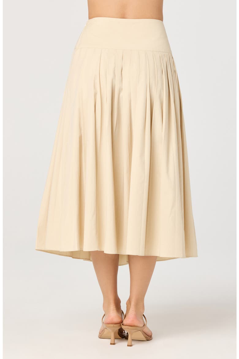Aubrianna Pleated Drop Waist Midi Skirt, Alternate, color, LIGHT KHAKI
