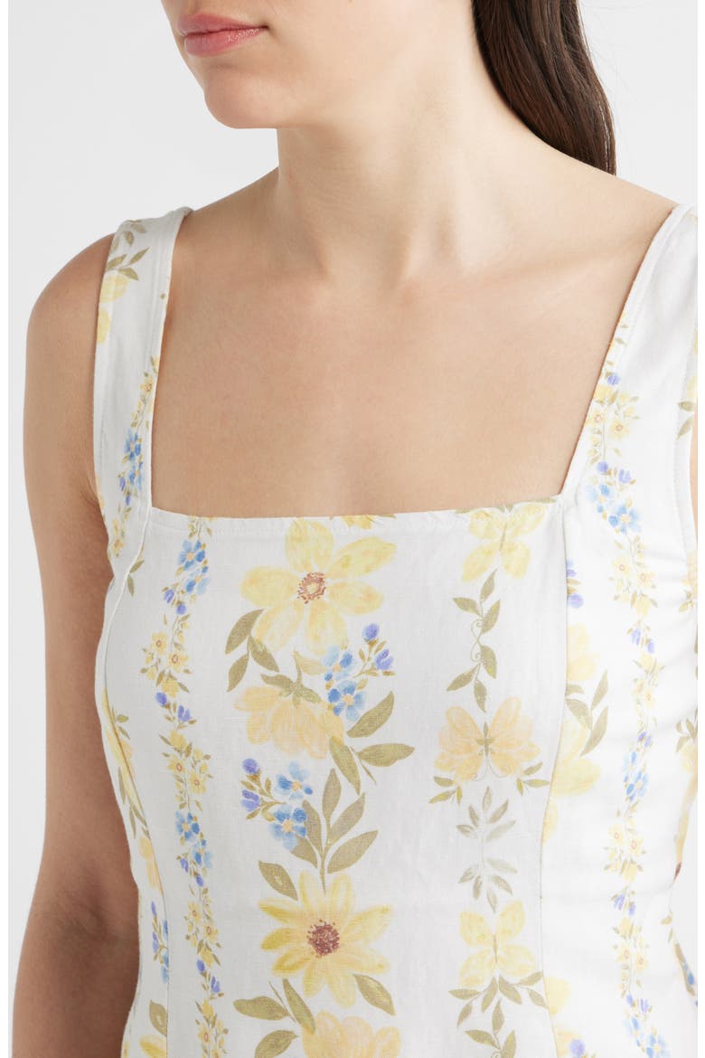 Floral Smock Back Linen Blend Minidress, Alternate, color, WILDFLOWER