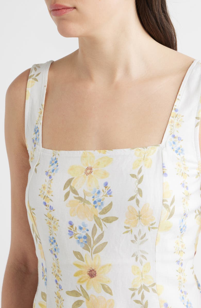 Bella Dahl Floral Smock Back Linen Blend Minidress, Alternate, color, Wildflower