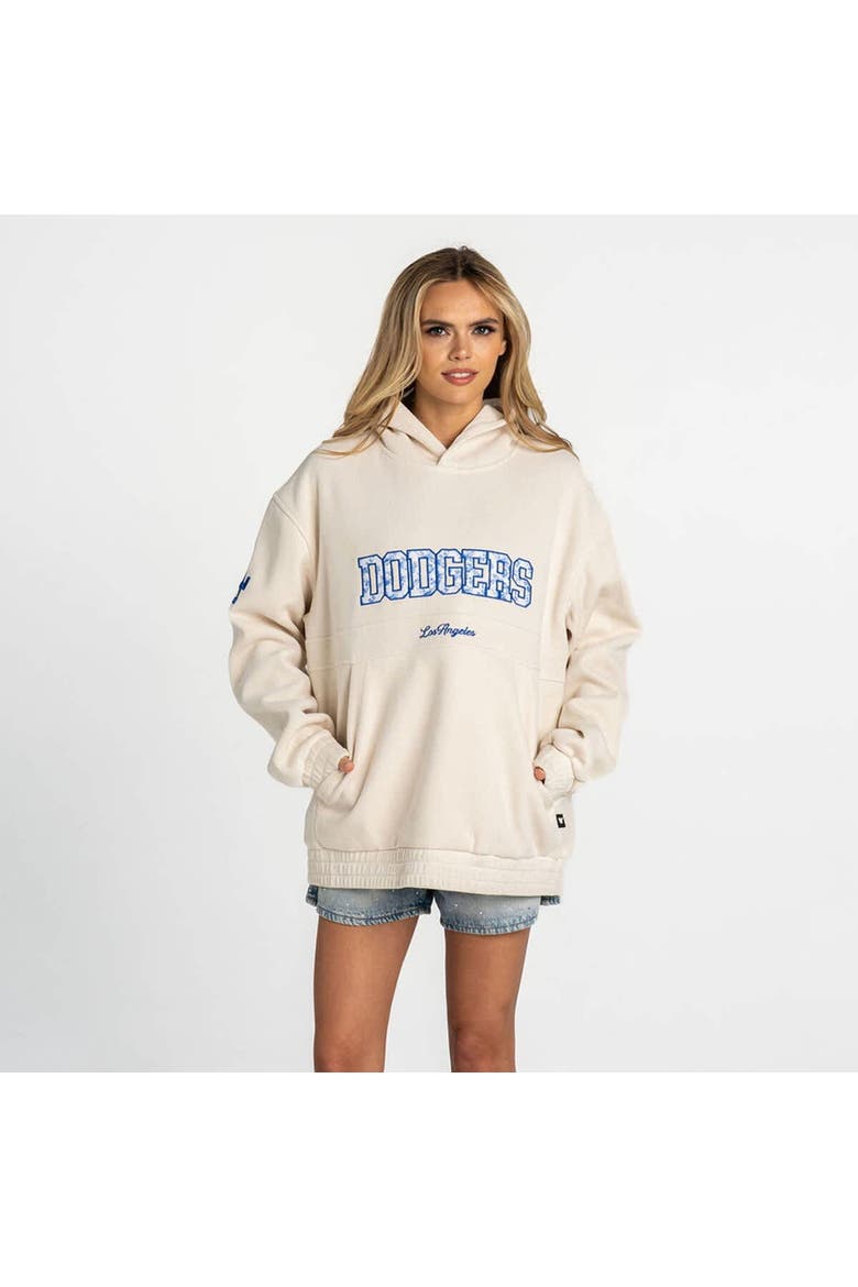 Women's The Wild Collective  Cream Los Angeles Dodgers Oversized Cord Hoodie, Main, color, Cream