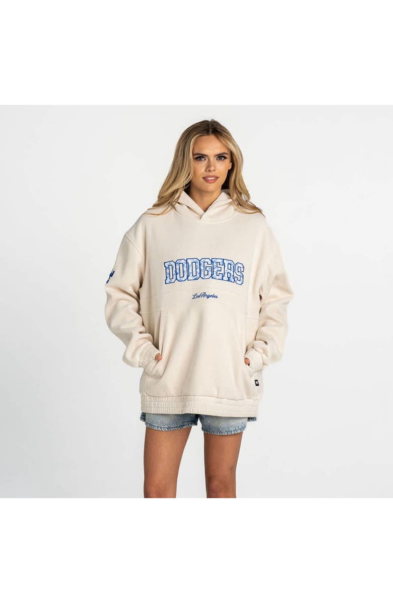 THE WILD COLLECTIVE Women's The Wild Collective  Cream Los Angeles Dodgers Oversized Cord Hoodie, Main, color, Cream