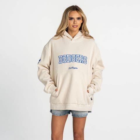 Women's The Wild Collective  Cream Los Angeles Dodgers Oversized Cord Hoodie