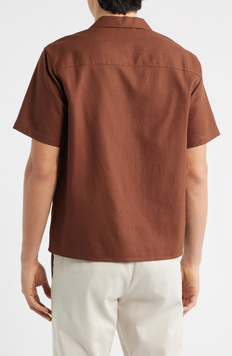 Percival Cuban Linen Camp Shirt, Alternate, color, Brown