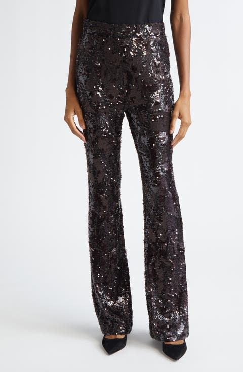 Collier Sequin Skinny Flare Leg Pants