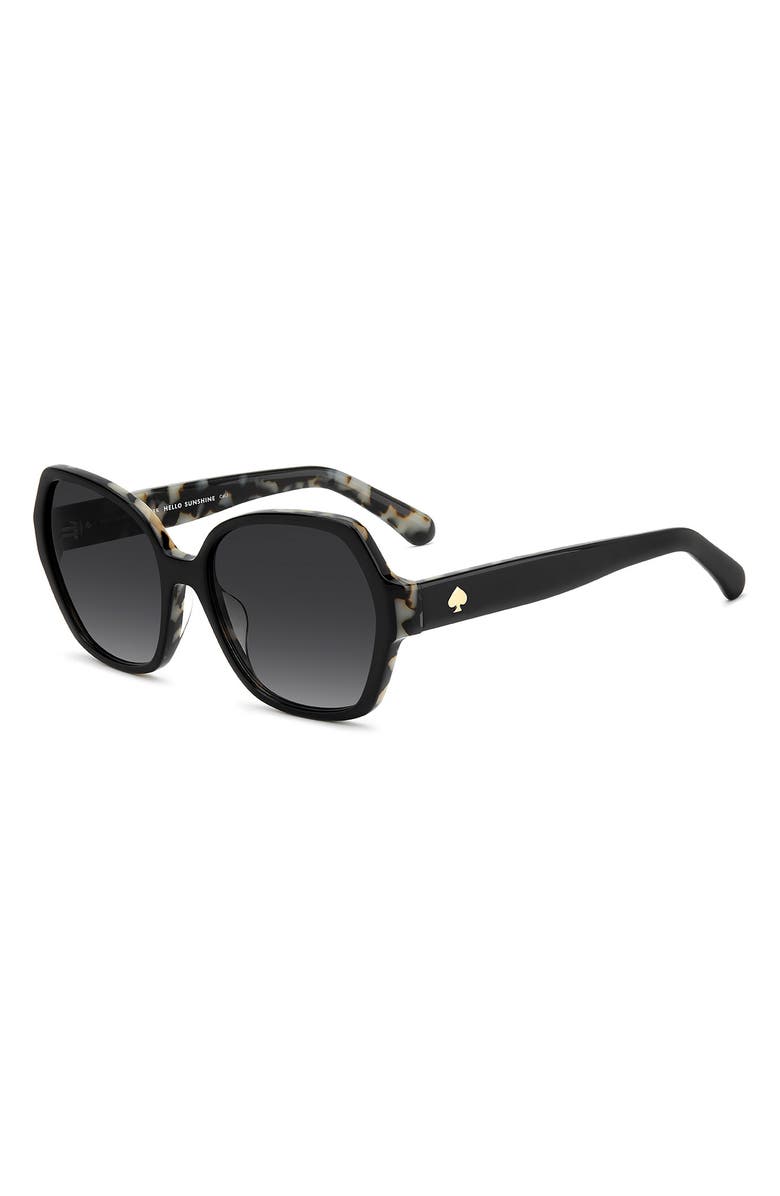Kate Spade New York layne 57mm geometric square sunglasses, Alternate, color, Black White Havana/ Dark Grey