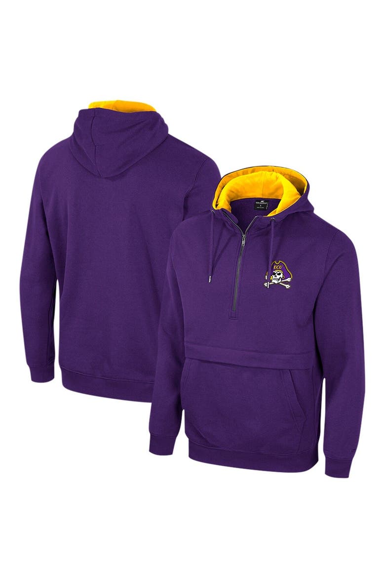 Men's Colosseum Purple ECU Pirates Team Half-Zip Pullover Hoodie, Main, color, Purple