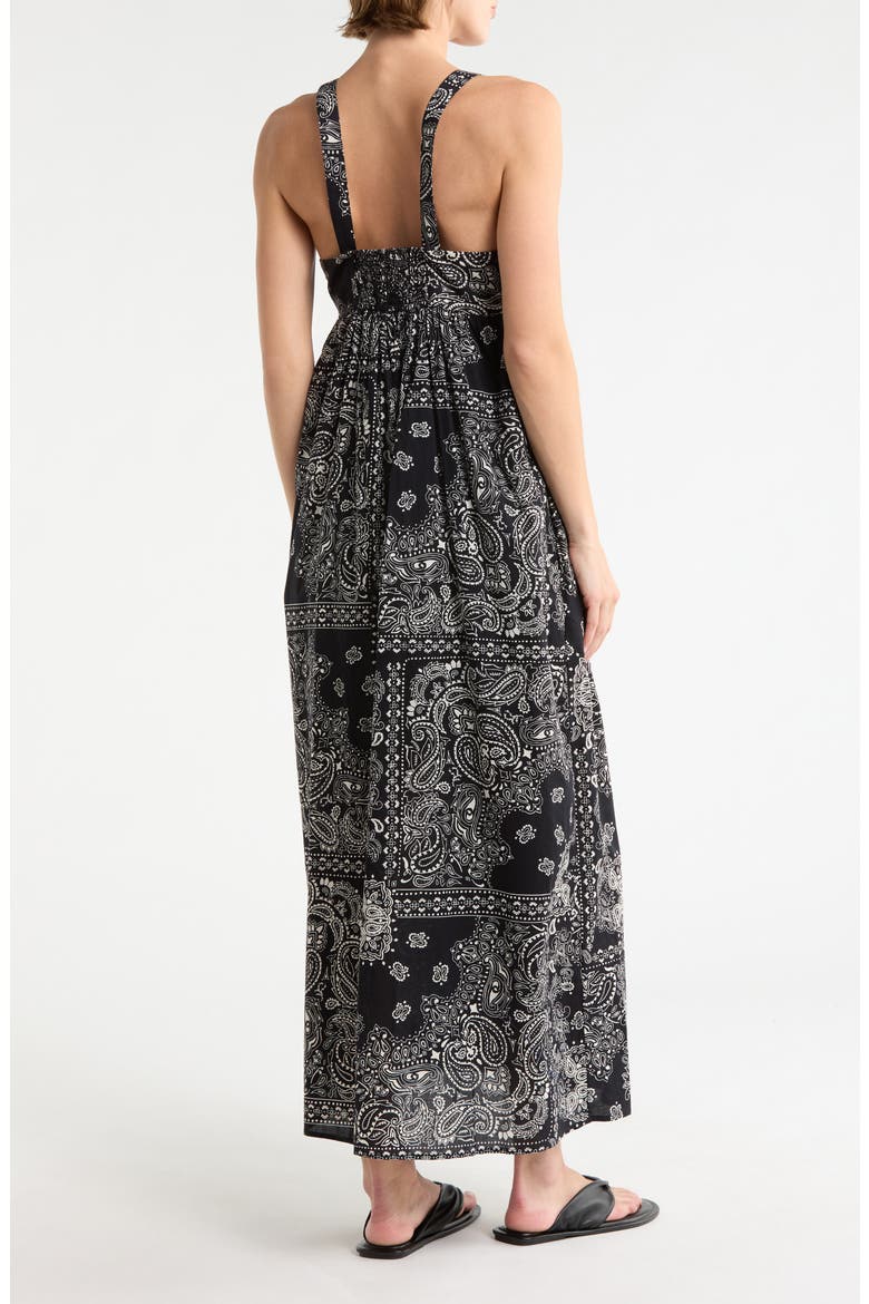 Square Neck Maxi Dress, Alternate, color, BLACK- IVORY BANDANA CITY