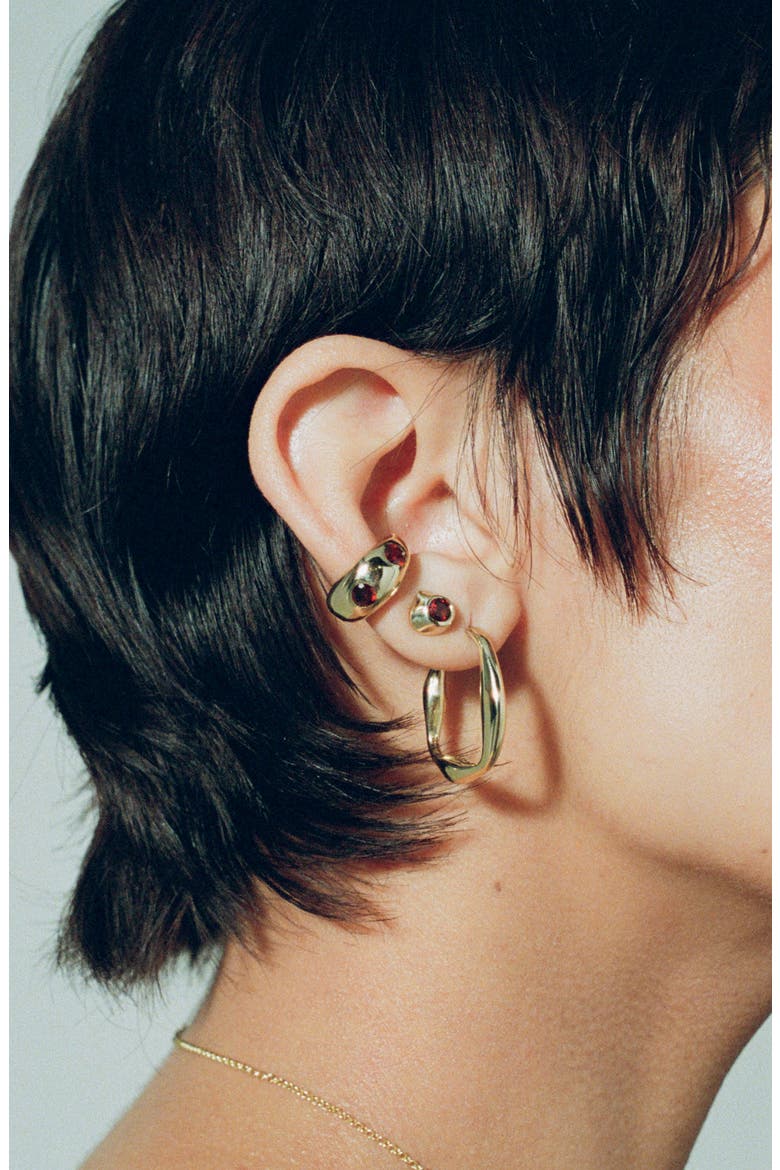 Onda Hoop Earrings, Alternate, color, GOLD