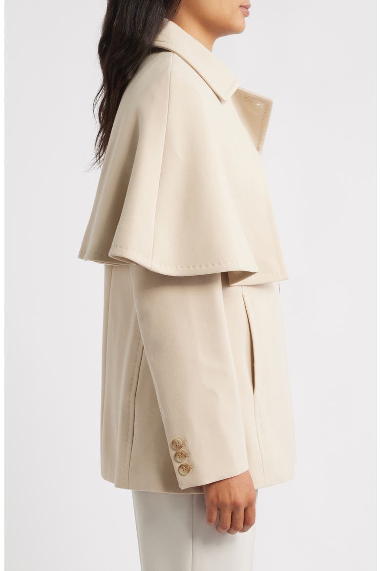 Water Repellent Crepe Raincoat with Cape, Alternate, color, IVORY