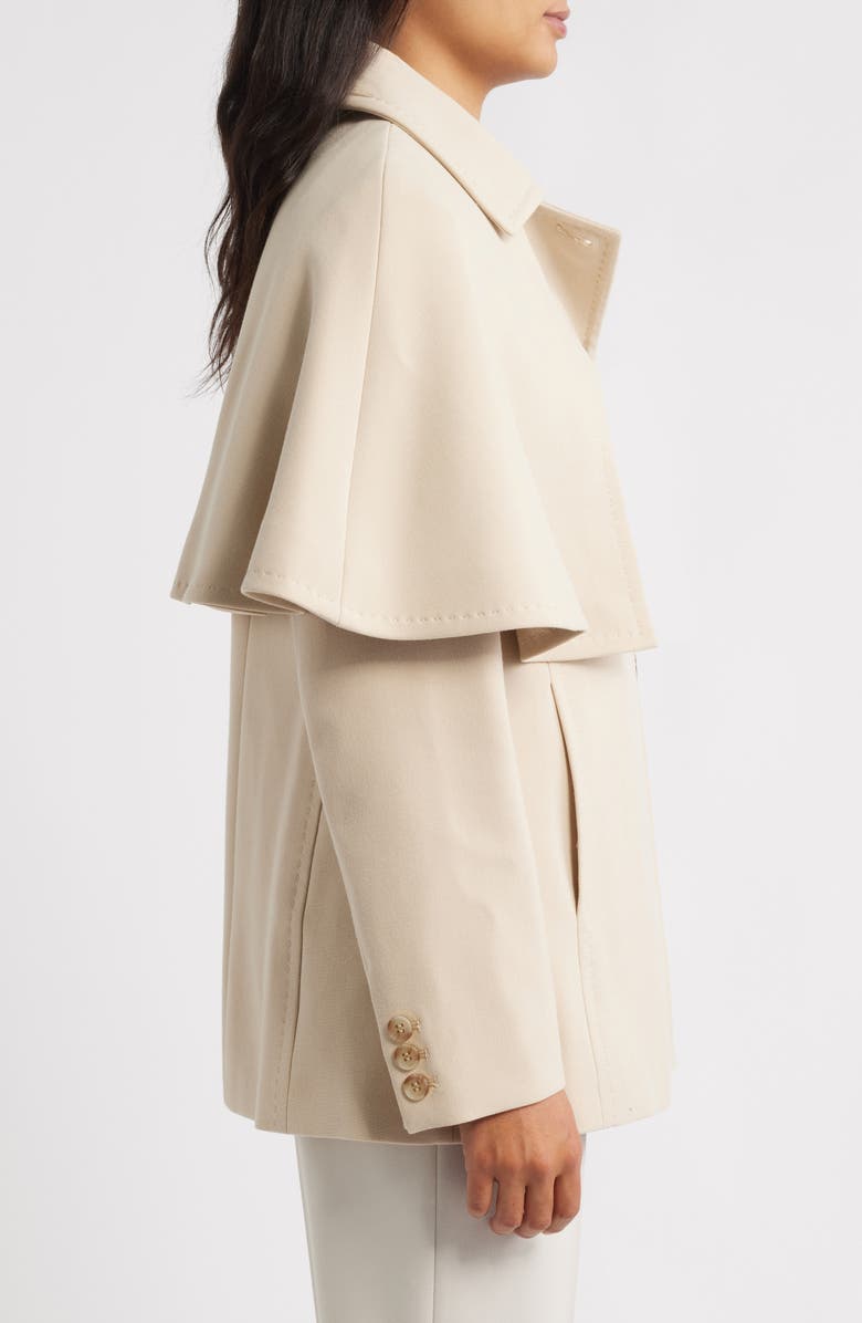 Donna Karan New York Water Repellent Crepe Raincoat with Cape, Alternate, color, Ivory
