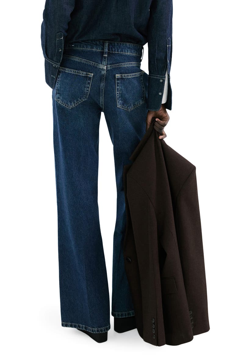 Slant Pocket Mid Rise Wide Leg Jeans, Alternate, color, DARK BLUE