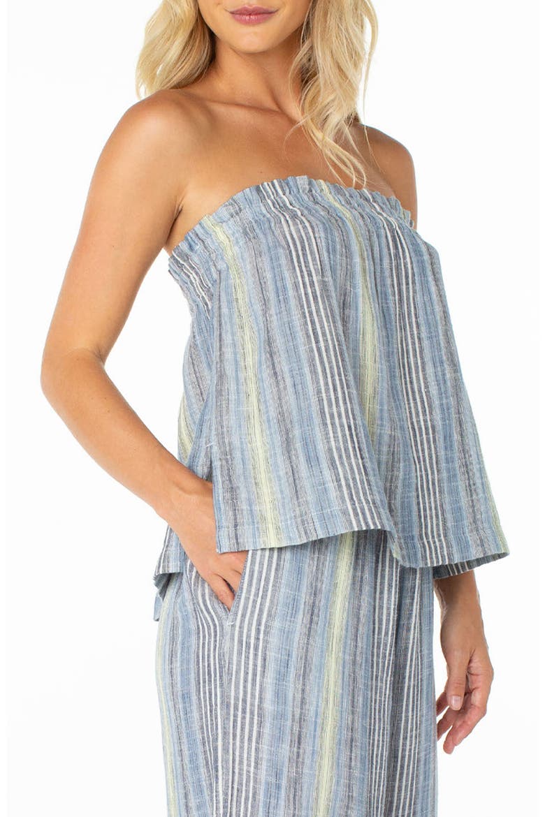 Offshore Stripe Strapless Cotton Top, Alternate, color, MOOD INDIG