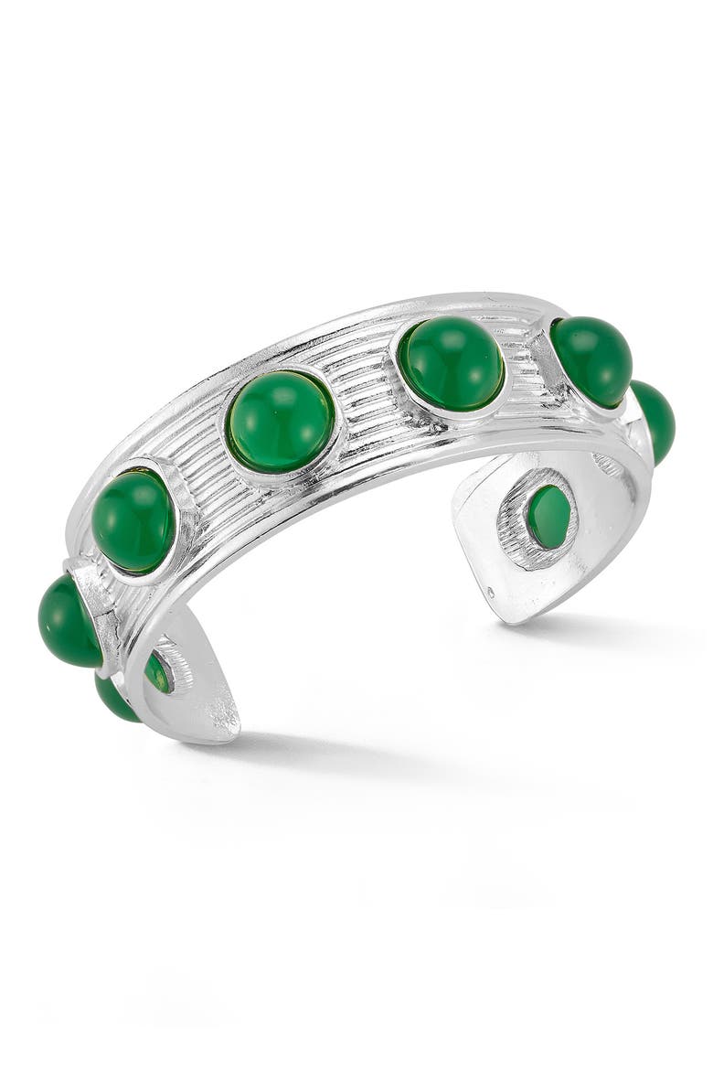 Beaded Cuff Bracelet, Main, color, SILVER/GREEN