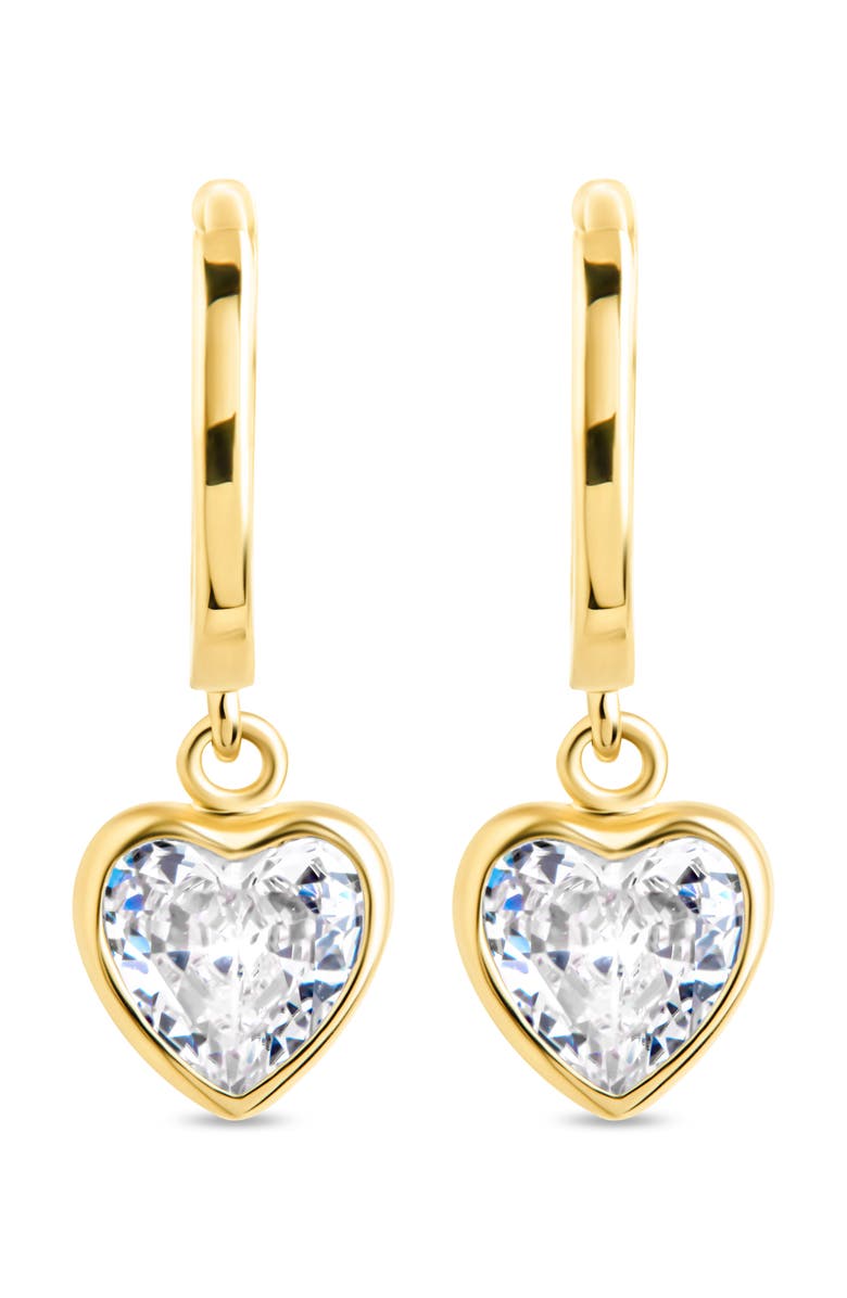 Sterling Forever Lizzy Heart Drop Hoop Earrings, Alternate, color, Gold