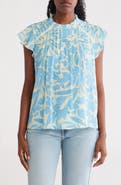 Nanette Lepore Flutter Sleeve Print Top