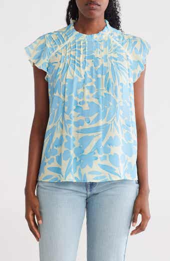 Nanette Lepore Flutter Sleeve Print Top