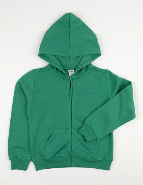 Leveret Kids Zip-up Sweatshirt Hoodie, Cotton Blend, Solid Colors In Green