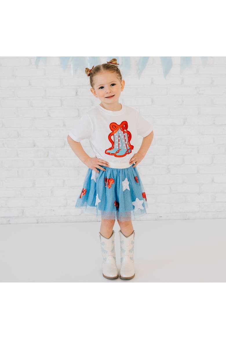 Patriotic Cowgirl Patch Short Sleeve T-Shirt, Alternate, color, White