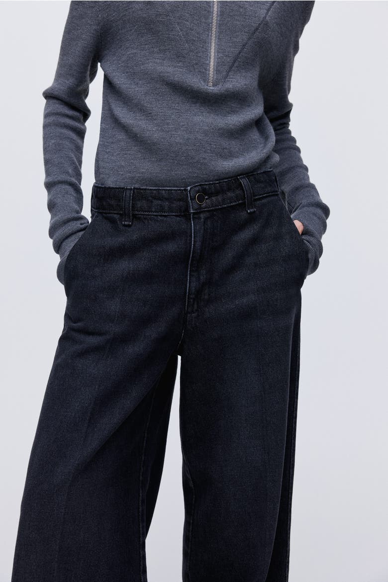 Super Wide High Jeans, Alternate, color, Washed black