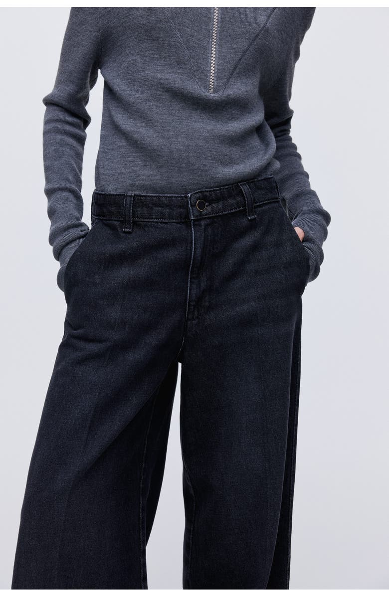 H&M Super Wide High Jeans, Alternate, color, Washed Black