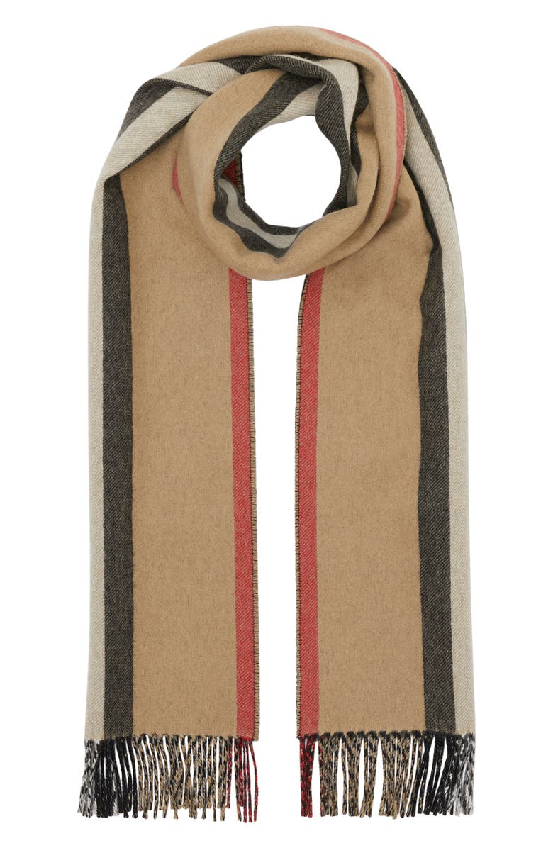 Burberry Icon Stripe Reversible Cashmere Scarf, Alternate, color,