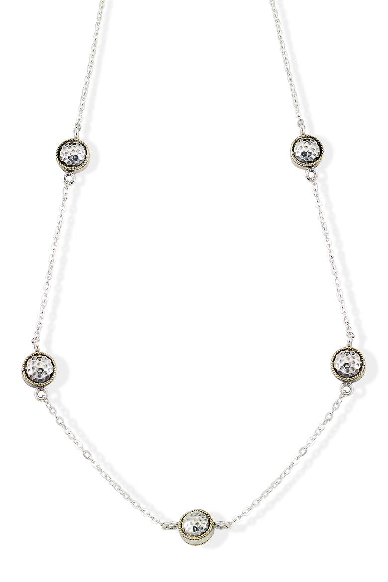 Hammered Station Necklace, Main, color, SILVER AND GOLD
