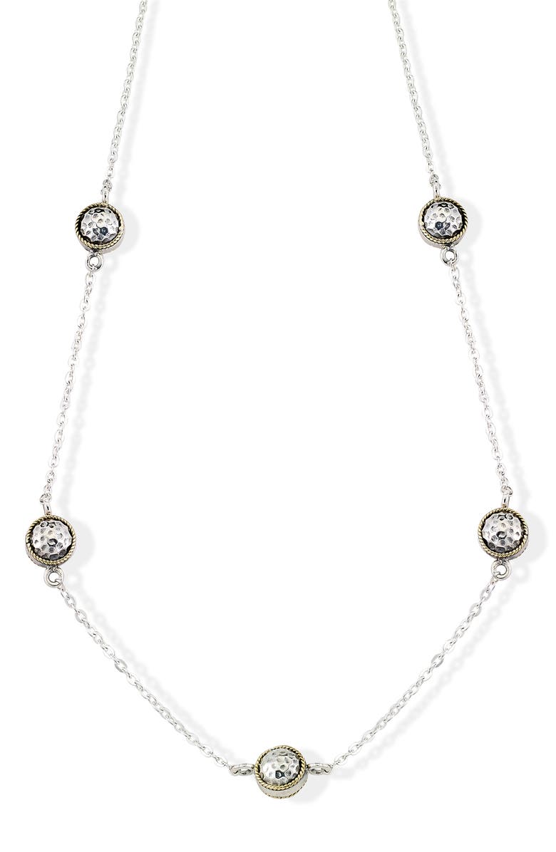 SAMUEL B. Hammered Station Necklace, Main, color, Silver And Gold