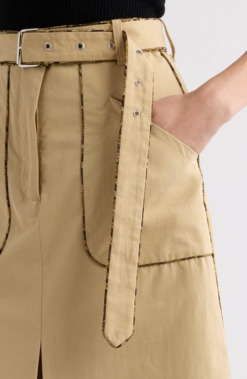 Dries Van Noten Belted Cotton Poplin Skirt In Beige