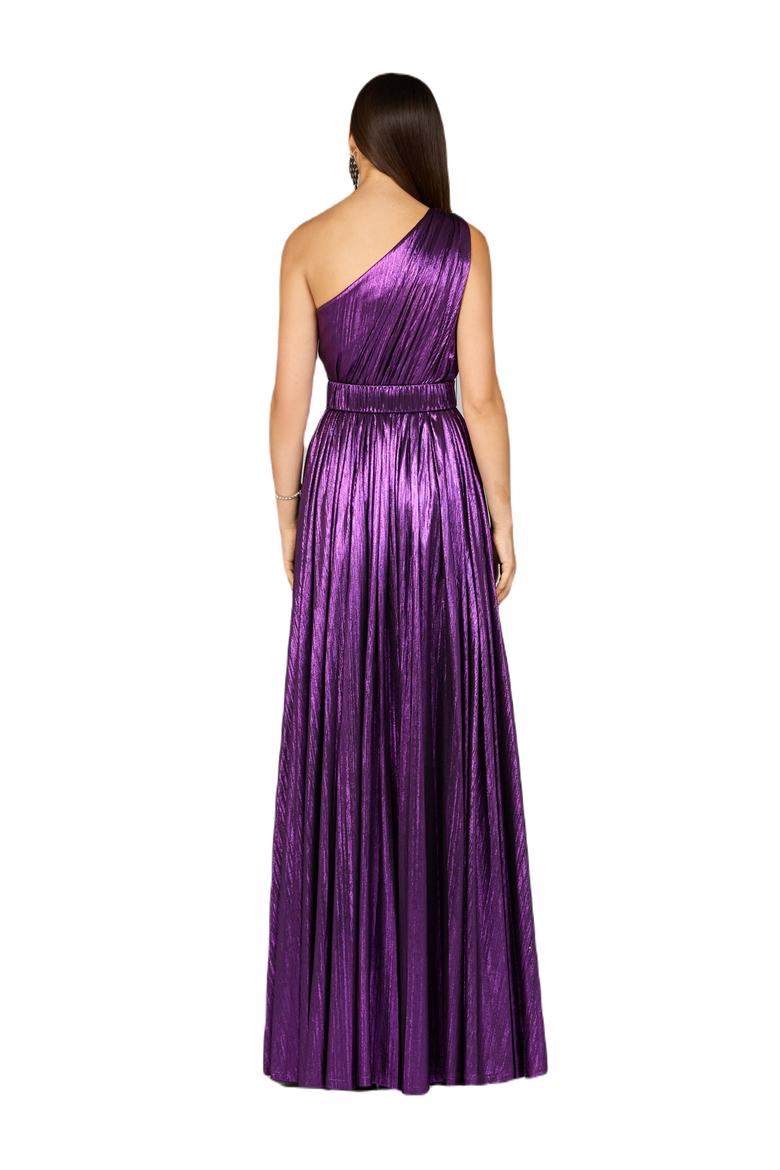 One Shoulder Metallic Dress, Alternate, color, Purple