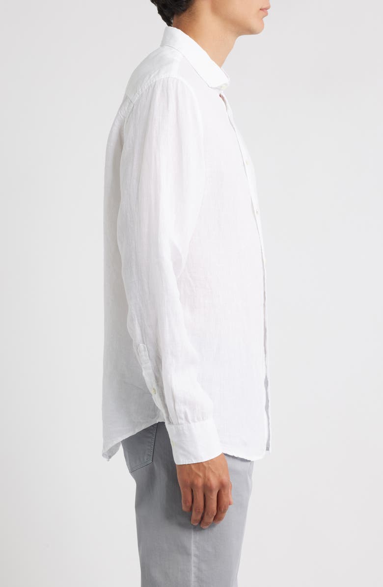 Bugatchi Axel Shaped Fit Linen Button-Up Shirt, Alternate, color, White