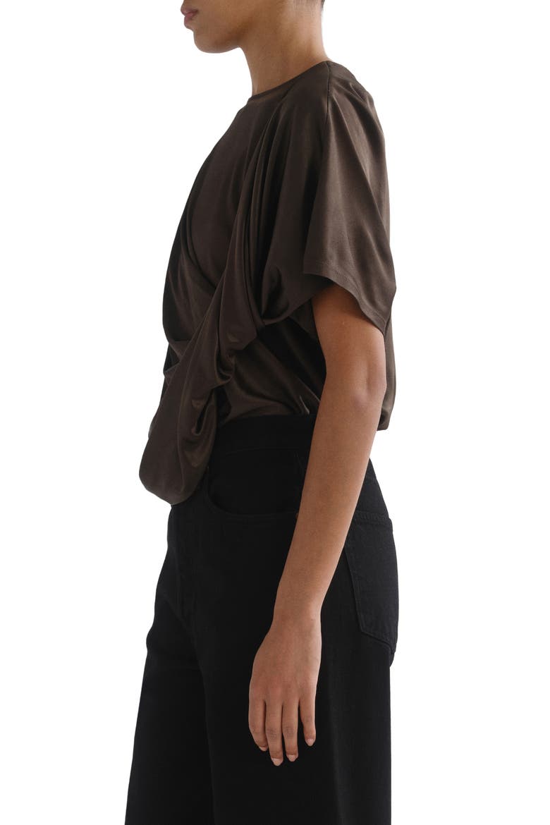 Milena Twisted Drape Tee, Alternate, color, BRONZE