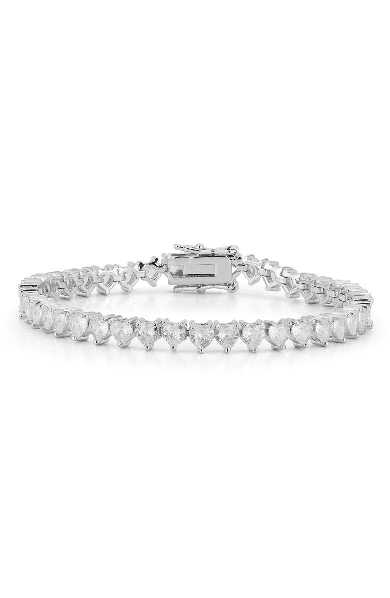 GLAZE JEWELRY Heart Tennis Bracelet, Main, color, Silver