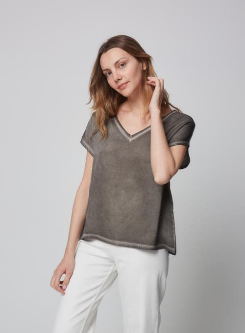 Shop Majestic Filatures Hand-dyed Linen Silk Semi-relaxed V-neck