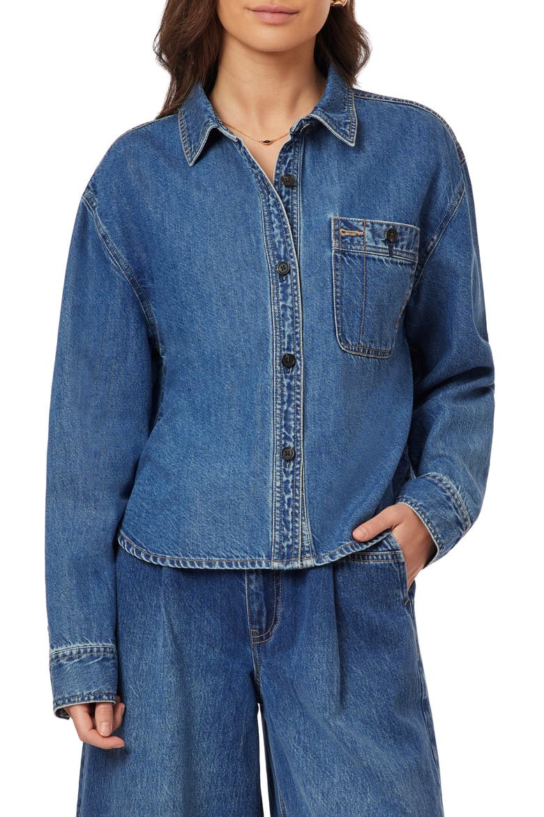 The Crop Denim Shirt, Main, color, TWO BRIDGES