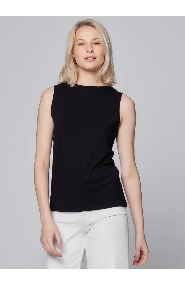 Majestic Filatures Soft Touch Semi Relaxed Boatneck Tank, Main, color, Noir